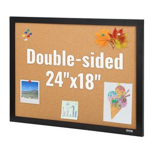 24 X 18 Inches Double-Sided <b>Cork</b> <b>Board</b> MDF Sticker Frame Vision <b>Board</b> with 10 Pushpins for Office Home School Decorative Display - Product Image 1