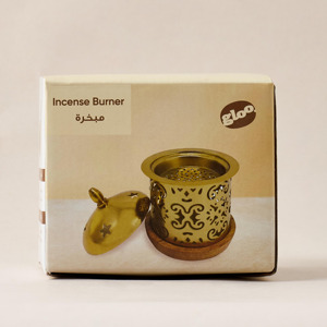 Brass Incense Burner with Wooden Base Aromatic <b>Diffuser</b> for Home Decor All-Season Use - Product Image 3