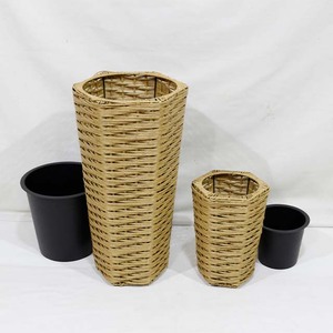 Juego de Macetas de Mimbre Sintético de Primera Calidad, 2 Piezas, Hexagonales y Cónicas, Estilo Rústico para Uso en Interiores - Product Image 6