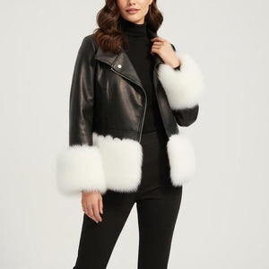 Veste en cuir véritable pour femme, idéale pour l'hiver, toucher doux, design ajusté, parfaite pour les tenues de tous les jours et le style urbain - Product Image 1