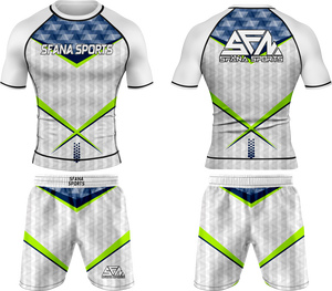 Ensemble short et rashguard homme personnalisé imprimé par sublimation, séchage rapide, respirant, matière compressive, écologique, haute qualité - Product Image 6