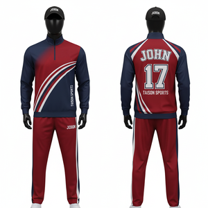 Chándal de Entrenamiento de Cricket para Mujer, 220 GSM, Tela de Poliéster Premium, Diseño de Paneles Diagonales Azul y Rojo, Impresión por Sublimación - Product Image 5