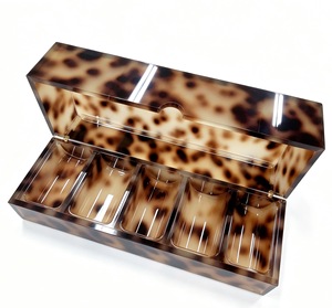 Caja de Almacenamiento Acrílica para Fichas de Mahjong con Diseño de Caparazón de Tortuga, con Compartimentos Organizadores para Juegos de Mesa y Viajes - Product Image 1