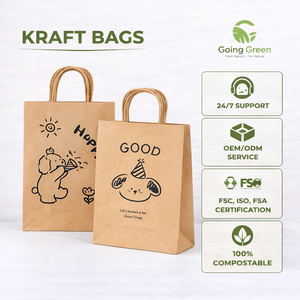 ถุงกระดาษคราฟท์สีน้ำตาลสำหรับใส่อาหารกลับบ้านช้อปปิ้ง - Product Image 1