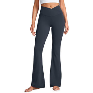 Leggings de Yoga Antibacterianos, Transpirables y Suaves para Mujer, Talla Grande, Cintura Alta, Estilo Flare, Largos, Diseño Sólido - Product Image 1
