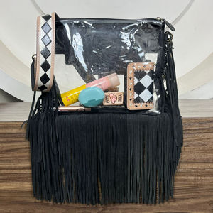 Sac à main en cuir de vachette à carreaux noir et blanc de Style occidental pour femmes sac transparent en PVC transparent sac à bandoulière et sac à main - Product Image 5