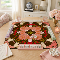 Tapis de Mahjong Portable en Néoprène Premium, Design Original Oiseaux de Jardin, 33 pouces, Durable, Écologique, Antidérapant, Résistant à l'Eau
