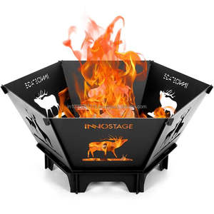 Tazón de fogata de hierro para patio con diseño moderno y elegante para asientos decorativos al aire libre, relajación, calidez - Product Image 4