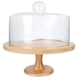 Soporte para pasteles de madera artesanal con tapa de cristal para una presentación de panadería de primera calidad y una elegante decoración para el hogar y la cocina. - Product Image 2