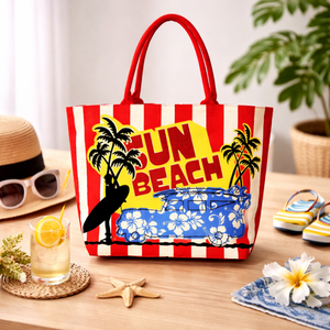 Flower Printed Durable Jute Beach Tote <b>Bag</b> with Rope Handles | Customizable <b>Fabric</b> Eco-Friendly Carry <b>Bag</b> - Product Image 3