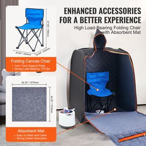 Tenda Sauna Portatile da 1200 Watt con Sedia Terapeutica e Borsa Portaoggetti, Coperta Sauna per Uso Domestico - Product Image 6