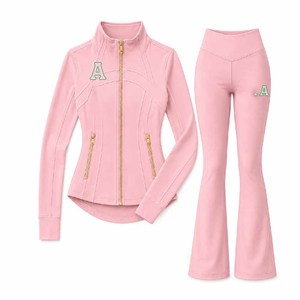 Ensemble de veste et leggings de yoga pour femmes, couleur unie, avec logo frontal, en nylon élasthanne sans couture 220 g/m², fermeture éclair intégrale, coupe ajustée, vêtements de sport pour la gym et la course à pied - Product Image 1