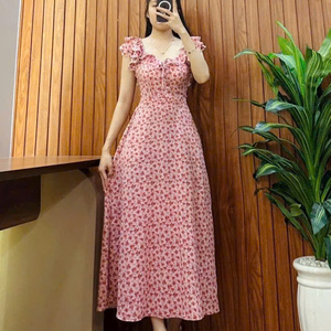 เดรสยาวเรียบหรูสำหรับผู้หญิง สวมใส่สบาย เหมาะสำหรับโอกาสต่างๆ ทรงเข้ารูป ผ้าไหม แขนสั้น ซักได้ - Product Image 6