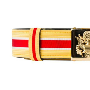 Ceinture tricotée rayée jaune, rouge et blanche de haute qualité avec boucle en alliage, style formel - Product Image 6