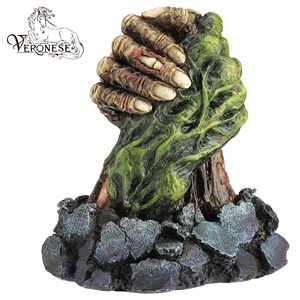 DISEÑO VERONESE-MANOS DE ZOMBIE CONTENIDAS JUNTAS ROMPER A TRAVÉS DEL CEMENTO-Estatuilla DE RESINA DE LUJO PINTADA A MANO para DECORACIÓN DEL HOGAR - Product Image 1