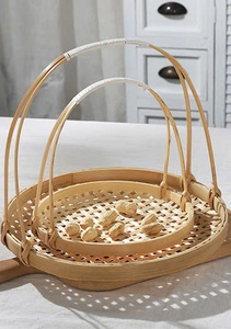 Vente en gros plateau en bambou écologique du Vietnam avec poignées durables pour servir des aliments fruits paniers de rangement décoratifs pour la maison - Product Image 3