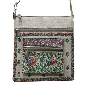 Sac de transport à bandoulière en jute imprimé de qualité supérieure écologique à double sangle avec fermeture éclair Genre - Product Image 5