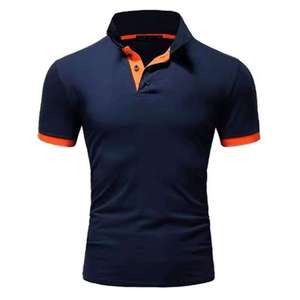 เสื้อโปโลถักไหมพรมสีพื้นเรียบง่าย สไตล์พื้นฐาน กระดุมติด ผ้าฝ้าย 100% แขนสั้น เสื้อสเวตเตอร์ผู้ชาย - Product Image 2