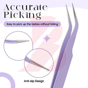 Prix direct usine, pinces à cils violettes professionnelles, outils manuels pour extensions de cils avec logo personnalisé OEM/ODM - Product Image 5