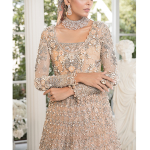 Salwar Kameez de Fiesta, Vestido de Diseñador para Bodas, Estilo Pakistaní, Indio, Bollywood, Colección Nupcial Color Durazno, Vestido Largo Maxi - Product Image 4