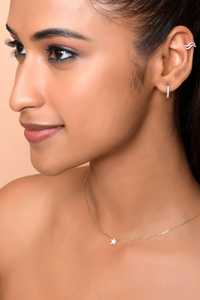 Wave <b>Ear</b> <b>Cuff</b> 14k 18k Solid Gold Non Piercing Cartilage Helix Pave Set Round Lab Grown Diamond Modern Everyday Wear Fine Jewelry - Product Image 4