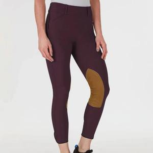 Pantalon d'équitation pour femme taille haute, longueur cheville, en tricot Spandex Nylon extensible dans les quatre sens, couleur unie avec empiècements - Product Image 4