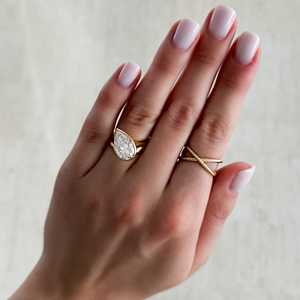 Bagues de fiançailles solitaires IGI 5 carats en diamant de laboratoire taille poire, or massif 10k 14k 18k, sertissage clos East West, bijoux fins en gros - Product Image 6