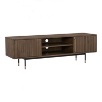 Mueble de TV Moderno de Madera Maciza con Estantes Abiertos para una Sala de Estar Acogedora