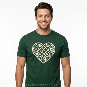 Camiseta Personalizada para Mujer con Diseño de Nudo Celta Verde, Camiseta de Algodón con Gráficos Vintage, Proveedor de Ropa al por Mayor, Fábrica de Bordado a Máquina - Product Image 1