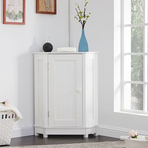 Armoire de rangement d'angle triangulaire en MDF de style moderne pour salle de bain et salon avec étagère réglable - Product Image 4
