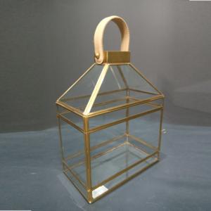 ชุดโคมไฟเทียนทำมือ 3 ชิ้น พร้อมกระจกและหูจับหนังทองเหลือง ตกแต่งด้วยทองเหลือง สำหรับตกแต่งบ้าน - Product Image 2