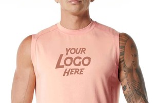 Débardeur de sport OEM personnalisé, T-shirt sans manches découpé, impression sur maillot de corps, maillot de corps pour hommes en Spandex/Coton avec design frontal - Product Image 5