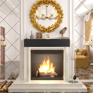 Mensola Galleggiante da Parete in Cedro Rosso Occidentale per Arredamento Casa - 48 Pollici, Stile Caminetto Goffrato - Product Image 1