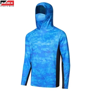 Camisa de Pesca con Capucha para Hombre, Camuflaje Azul, Manga Larga, Protección UV, Transpirable, para Actividades al Aire Libre - Product Image 1