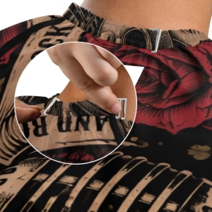Capa de Peluquería Desechable con Diseño de Calaveras y Rosas de Rock and Roll, Resistente al Agua, con Goma y PVC, y Diseño de Micrófono - Product Image 6