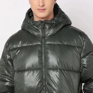 OEM Custom Men Plus Size Winter Quilted <b>Jacket</b> Waterproof Windbreaker Zipper Hoodie Embroidered Casual Snow Wear puffer hiking - Product Image 5