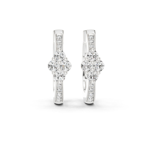 Boucles d'oreilles en or blanc 14 carats avec diamants de laboratoire ronds pour femmes |   Vêtements de soirée |   Nouveau diamant cultivé - Product Image 1