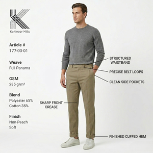 Pantalones Chinos Caqui para Hombre, Polialgodón 285 GSM, Tejido Panamá, Estilo Casual Elegante, Proveedor OEM - Product Image 2