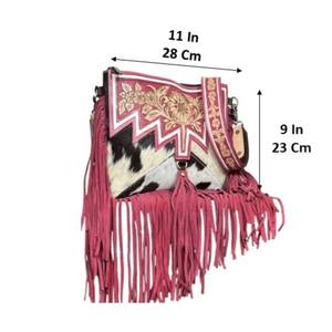OEM ODM Large Capacity Handcrafted Genuine Cowhide Leather Crossbody Fringe <b>Bag</b> Designer Shoulder Purse Perfect for Women's - Product Image 2