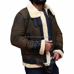 Chaqueta de Motociclista de Cuero con Forro de Borrego para Hombre, Talla Adulto, Nueva Moda, Color y Logotipo Personalizados para Invierno - Product Image 2