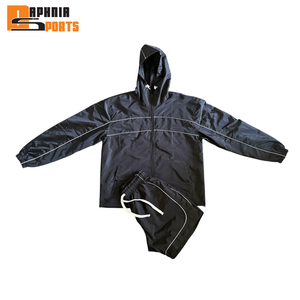 OEM Custom Printed Rhinestone Reflective Breathable Nylon Blank Men's Winter Streetwear Waterproof Full Length Hooded Two Piece - Product Image 1
