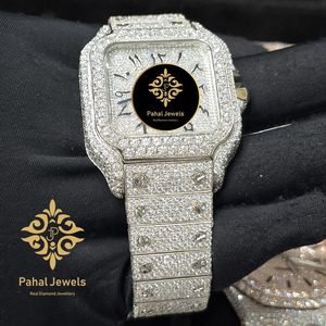 นาฬิกาข้อมือผู้หญิง Pahal Jewels หรูหรา ตัวเรือนสแตนเลสสตีล หน้าปัดทรงเหลี่ยมประดับเพชร ระบบควอตซ์ แสดงวันที่ ขนาดหน้าปัด 40 มม. ตัวล็อคแบบผีเสื้อ - Product Image 5