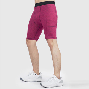 Shorts de compression taille haute pour hommes, couleur unie, style sportif, séchage rapide, en Spandex et Polyester, taille élastique, design tricoté - Product Image 2