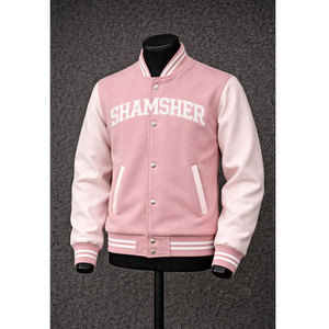 Factory Made Bulk Wholesale Men Wool Winter Bomber Jackets Custom Design Breathable Stand Collar Leather Sleeves Varsity Jacket - Product Image 1