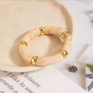 Handmade Tube Resin Bangle Stackable Curved Rasin Tube Resin Craft Elastic <b>Stretch</b> <b>Bracelet</b> Women Jewelry - Product Image 5