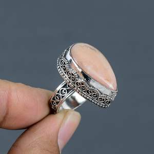 แหวนโอปอลสีชมพูวินเทจทรงหยดน้ำ เงินแท้ 925 ไซส์ 7.25 ทำด้วยมือ เครื่องประดับพลอยธรรมชาติ ของขวัญสำหรับเธอ - Product Image 2