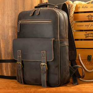 กระเป๋าเป้หนังแท้ลาย Crazy Horse รุ่นใหม่ ปี 2025 สำหรับผู้ชาย พร้อมซิป ดีไซน์เรโทร เหมาะสำหรับใส่แล็ปท็อป ใช้ได้ทั้งเดินทางท่องเที่ยวและทำกิจกรรมกลางแจ้ง เช่น เดินป่า ตั้งแคมป์ บุด้วยผ้าแคชเมียร์ - Product Image 3