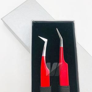 แหนบต่อขนตาแบบโค้งทำจากเหล็กทนทานพิมพ์รูปตัวแอลญี่ปุ่นใช้ติดโลโก้สีแดงพร้อมปลายแหลม - Product Image 3