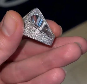 Iced Out Baguette & Round Cut Moissanite Diamond Hip Hop Style <b>Mens</b> Engagement <b>Ring</b> 925 Sterling Silver Pyramid Shape Bling <b>Ring</b> - Product Image 2