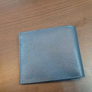 Men Bi Fold <b>Wallet</b> Two Tone Blue and Brown Textured Slim Design with Multiple Card Slots and ID Window for Daily Utility Use - Product Image 3